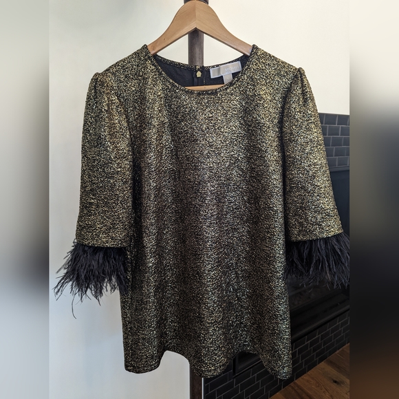 Michael Kors Gold & Feather Sparkle Top s:L - Picture 8 of 8